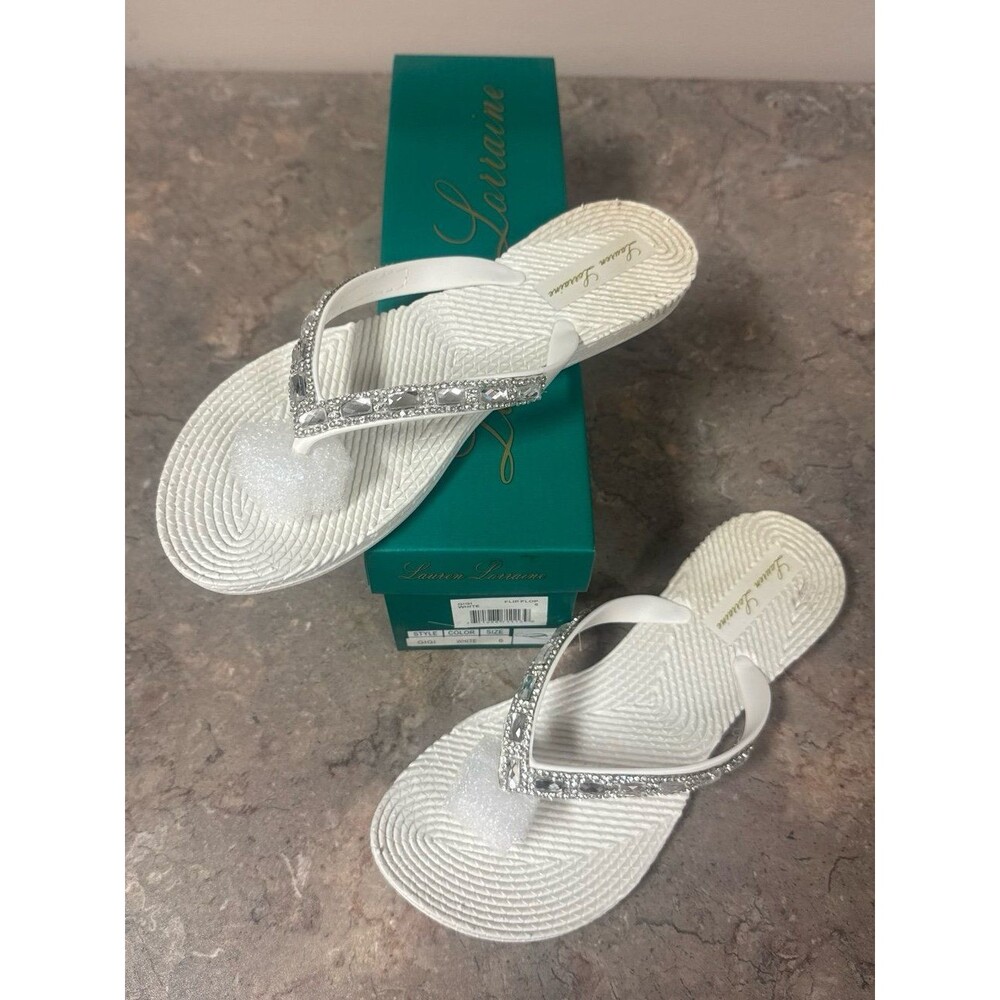 Lauren Lorraine Sandals Flip Flop GIGI White size 6